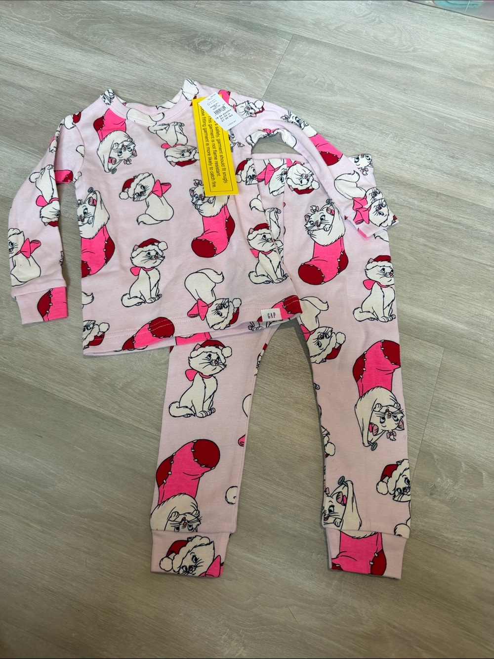 NWT GAP Pink Cat Print Two-Piece Pajama Set 18-24